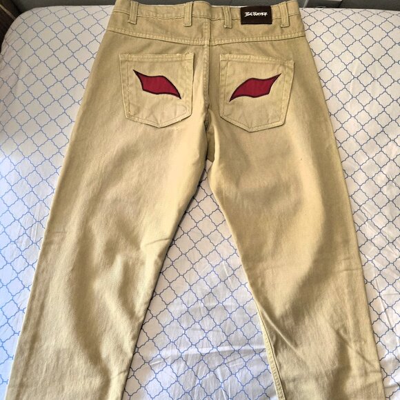Men's Designer BeAPanther "Red Eye" Jeans 31x32 Beige Colorway NEW - Picture 4 of 11